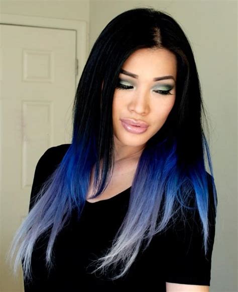 dark hair blue streaks